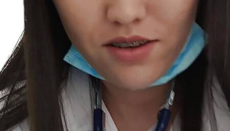 my doctor swallows all my cock in her office