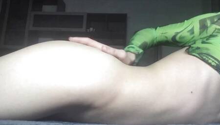 young cute gay boy plays with his ass while no one is home