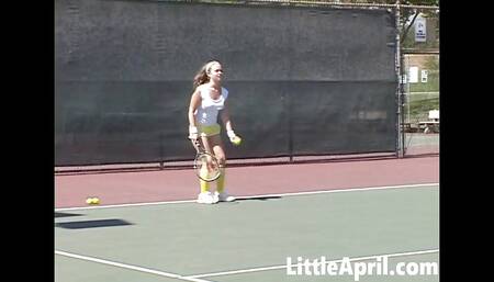 Sexy Teen Girl Little April Playing Tennis