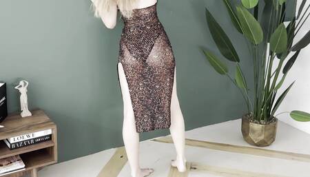 sexy tight dress stretching legs