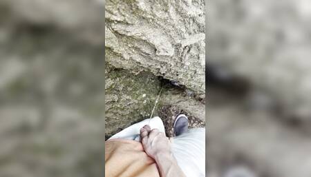 Pissing in public while waiting for my bf