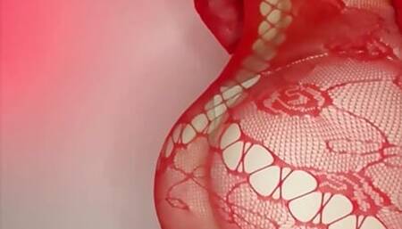 my red tight transparent dress makes his cock stand up