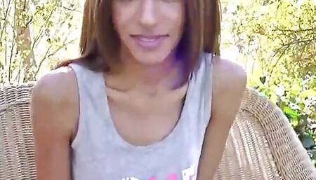 Tiny Trisha Outside Exposing Her Black Pussy