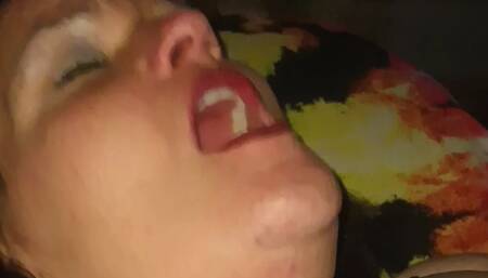 Facial expressions of sexy plumper during orgasms.