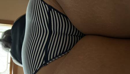 BBW on facesits and smothers in her striped panties
