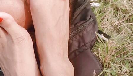 Indian Goddess feets on slave
