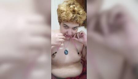 Nipple Clamps on Tiny Tits