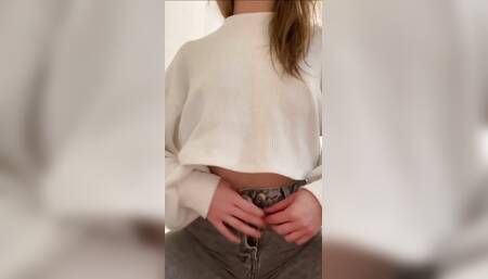 Naughty girl takes off her clothes to show you her sexy lingerie