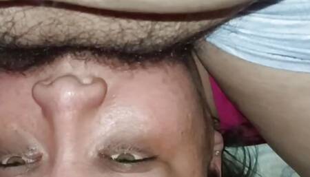 choked by brunette cock