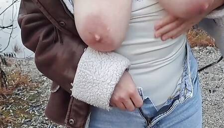 Outdoor Cumshot Big Hot Saggy Tits Anna & Sergej