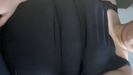 Masked BBW having fun with her 14cm dildo with clothes on