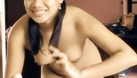 Hot girl lowers her little pussy on guys cock and he rubs on her little tits