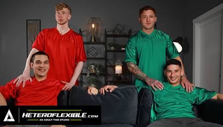 HETEROFLEXIBLE - Horny Gay Couple Jim Fit & Jeremiah Cruze Try Swinging With Their College Buddies