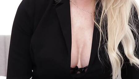 Busty Blonde MILF Cougar Lena Love Sheer Pantyhose Solo