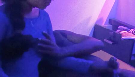 school girl touching teacher cock in the chemical lab.