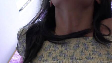 Macy Meadows gives blowjob and slides hard cock into her hairy pussy POV