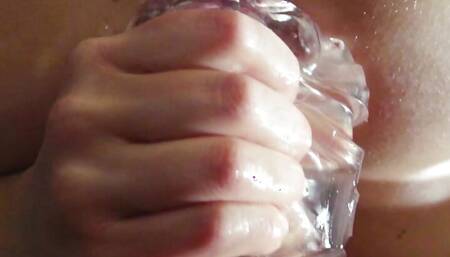 A sweet handjob with flashlight before going to sleep