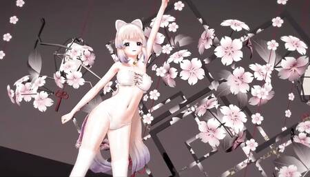 Genshin Impact Kokomi Undress Dance Hentai Catgirl Rainbow Mmd 3D Black Eyes Color Edit Smixix