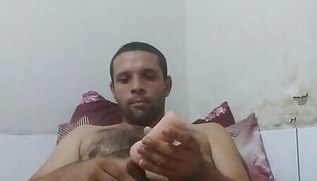 Young gay bear masturbates with new toy 1