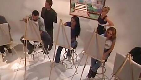 Hot blonde babe with sweet tits takes cock in her mouth