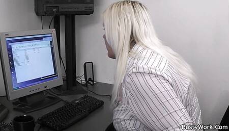 Fat blonde secretary pounded employer