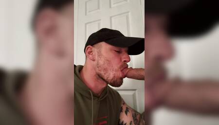 Thick White Boy Gagging On Big Cock