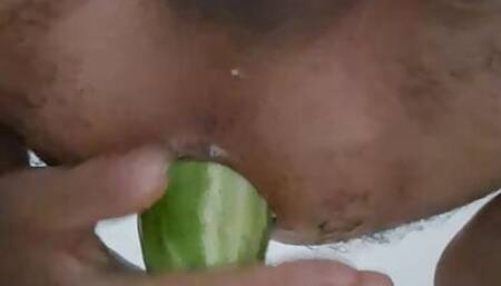 Breaking into my ass with cucumber