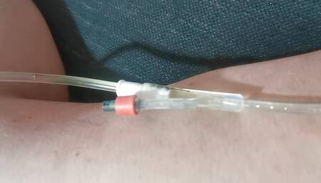 Jerking off with catheter