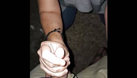 Milf picking up stranger and giving a handjob to