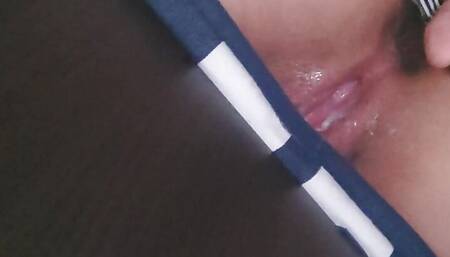 Babe sitting in a skirt takes a big cock in silence so that others don't discover us (part 2)