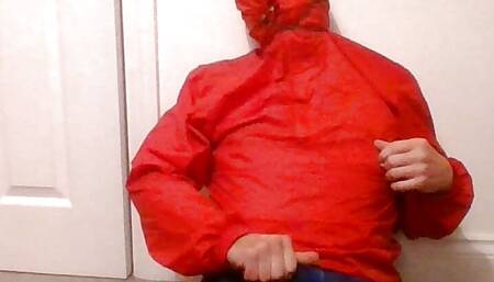 Nylon waterproofs wank