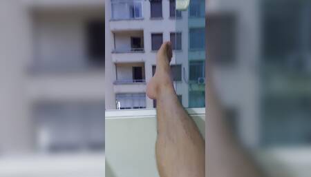 Trying to be caught full naked at window by neighborhood