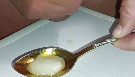 a husband with a cork in his ass jerks off to himself and ends up in a spoon.