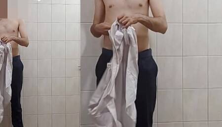 Security Guard , strip and cum big cock