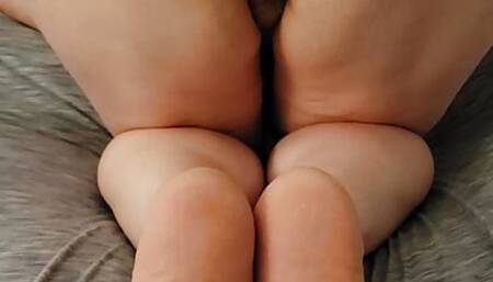 Hubby loves this view of my pussy, ass, and soles