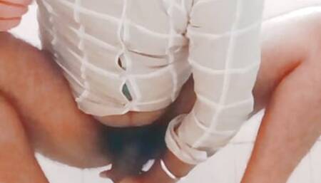 Black ass solo fucking with mini Dildo