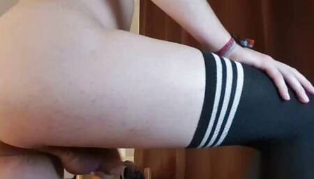 Cam Sissy riding new dildo and cums