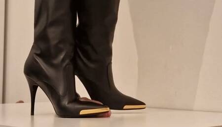 Lady Latisha - CBT Trample Board - STELLA McCARTNEY Stiletto Booties - Close Up - UHD