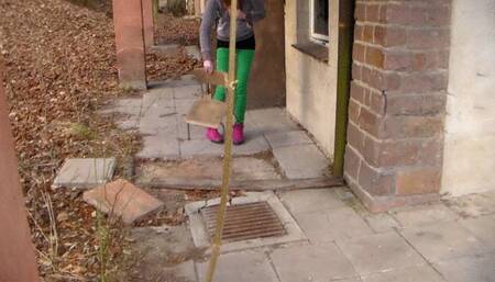 Peeing outside on a chair