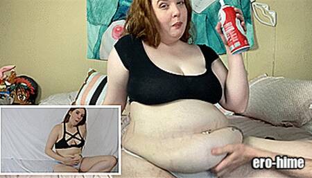 Thanksgiving Pie Feeding and POV Belly Play (Picture in Picture Weight Gain Comparison)