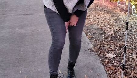 Lexi's desperate jeans wetting at the park