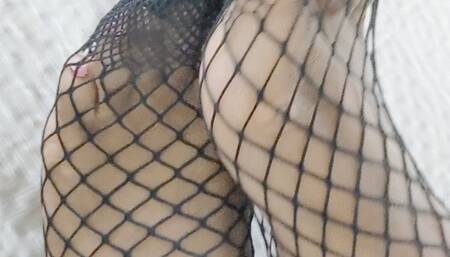 Toe Wiggling in Fishnet Stockings - Nov 2023