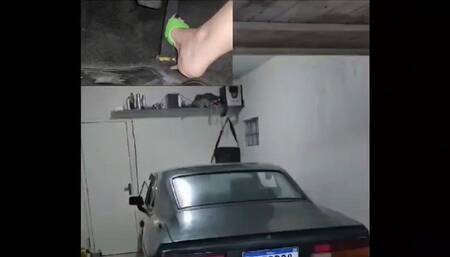 Amanda 2 in 1 cranking stalling and reversing her Opala out of the garage (w/ pedal cam)