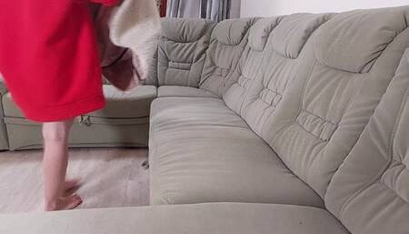 Orgasm in fleece and fuzzy footmuff