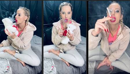 Smoking with teddy for (step)daddy/ eve 120 & speed smoking Marlboro