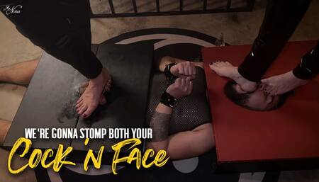 Nara and Syl Nifty trample over an slave's cock and face (720 EN-sub)