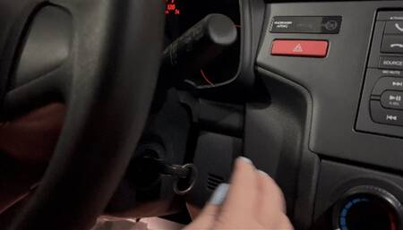 Juliette on a real Pedal Pumping Barefoot - Blue Pedicure Long Toenails - FOR MOBILE DEVICES USERS - PEDAL PUMPING - STINKY FLATS - REVVING - BLUE PEDICURE - LONG TOENAILS - BAREFOOT