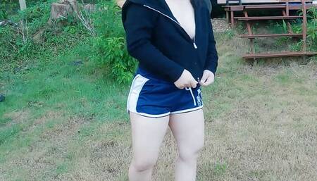 Real THAI Couple Public GIRL Holiday with buffet food