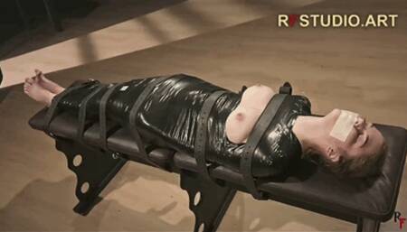 Foxy - Tight PVC mummification with Magic Wand for her pleasure (HD 720p MP4)
