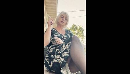 Up skirt Pantyhose Tease and Smoking